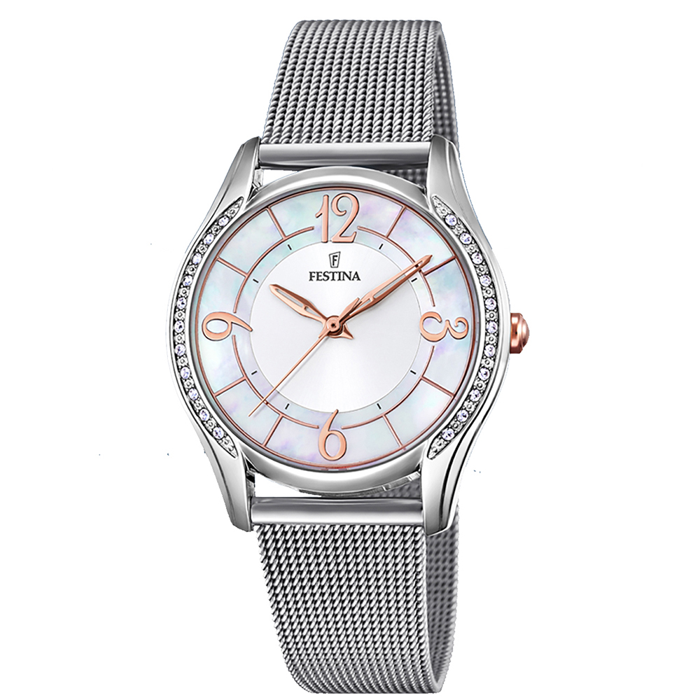 Festina Silver Stainless Steel Case and Milanese Strap Women's