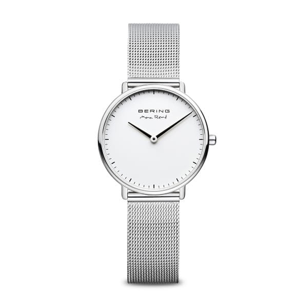 Bering Time Max René Silver Steel Case and White Dial Women's